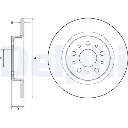 Set discuri frână DELPHI (2 buc.) spate, pentru: FIAT 500L 1.4/1.4LPG/1.6D 09.13-
