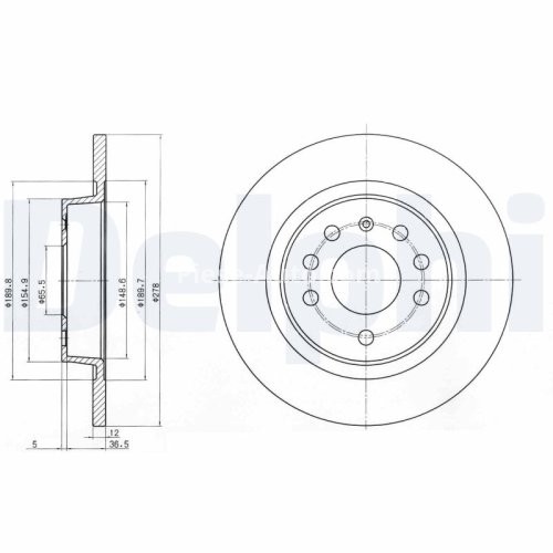 Set discuri frână DELPHI (2 buc.) spate, pentru: FIAT CROMA, CROMA/KOMBI; OPEL SIGNUM, VECTRA C, VECTRA C GTS; SAAB 9-3, 9-3X 1.6-3.2 10.99-02.15