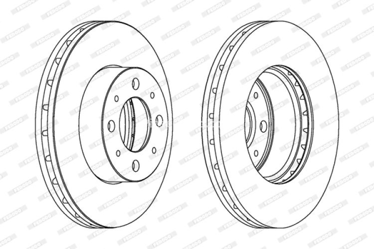 Set discuri frână FERODO (2 buc.) față, se potrivește: FIAT 500, 500 C, DOBLO, DOBLO/MINIVAN, PANDA, PANDA/HATCHBACK, STILO; FORD KA; LANCIA YPSILON 1.2-1.9D 10.01-