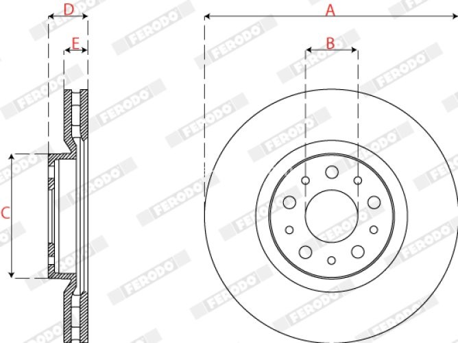 Set discuri frână FERODO (2 buc.) față, se potrivește: FIAT TIPO 1.3D-1.6D 10.15-