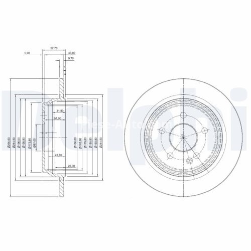 Set discuri frână DELPHI (2 buc.) spate, pentru: FORD FOCUS II, GALAXY II, GALAXY MK II, KUGA I, MONDEO IV, S-MAX; LAND ROVER FREELANDER 2, RANGE ROVER EVOQUE 1.6-2.5 10.05-12.19