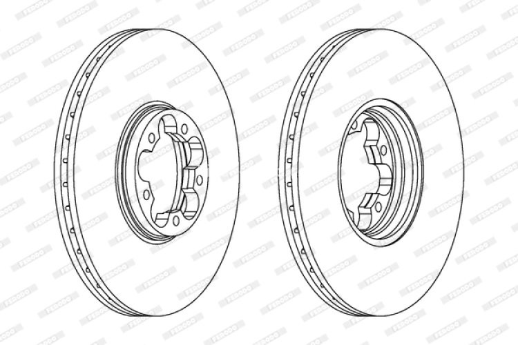 Set discuri frână FERODO (2 buc.) față, se potrivește: FORD TRANSIT 2.0D-2.4D 01.00-05.06