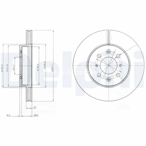 Set discuri frână DELPHI (2 buc.) ,față,  pentru: HONDA CITY V, CIVIC IV, CIVIC V, CIVIC VI, CIVIC VII, CRX II, CRX III, INSIGHT, JAZZ III, JAZZ IV; LOTUS ELISE 1.1-2.0D 10.89-