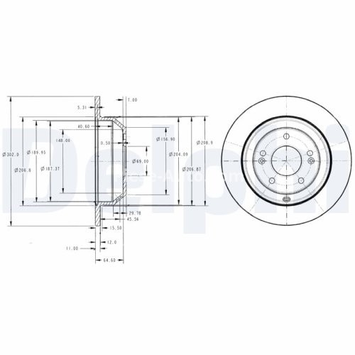 Set discuri frână DELPHI (2 buc.) spate, pentru: HYUNDAI GRAND SANTA FÉ, SANTA FÉ II, SANTA FÉ III, SANTA FÉ II/SUV; KIA SORENTO II, SORENTO II/SUV 2.0D-3.0 03.06-