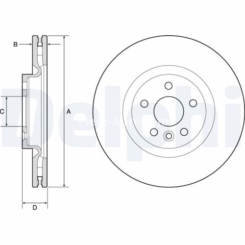 Disc frână DELPHI, față, pentru: JAGUAR E-PACE; LAND ROVER DISCOVERY SPORT, RANGE ROVER EVOQUE 2.0-2.2D 06.11-