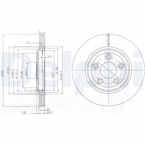 Set discuri frână DELPHI (2 buc.) spate, pentru: JAGUAR S-TYPE II, XJ; LINCOLN LS 2.5-4.2 05.98-