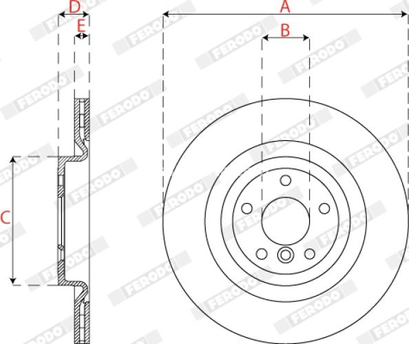 Set discuri frână FERODO (2 buc.) spate, se potrivește: JAGUAR F-PACE, I-PACE, XE, XF II, XF SPORTBRAKE; LAND ROVER DISCOVERY SPORT, RANGE ROVER VELAR 1.5H-Electric 09.14-