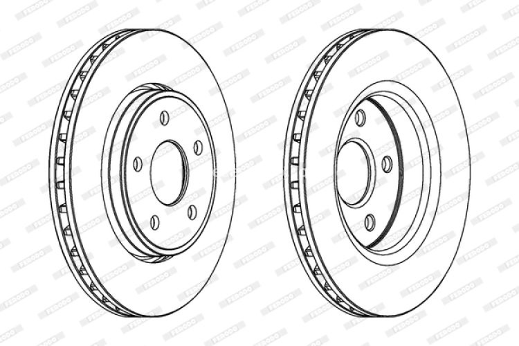Disc frână FERODO, față, se potrivește: JEEP COMMANDER, GRAND CHEROKEE II, GRAND CHEROKEE III 2.7D-6.1 10.01-12.10