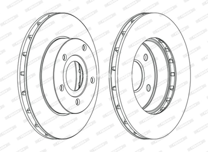 Set discuri frână FERODO (2 buc.) față, se potrivește: JEEP CHEROKEE, GRAND CHEROKEE II 2.1D-4.7 10.84-09.05