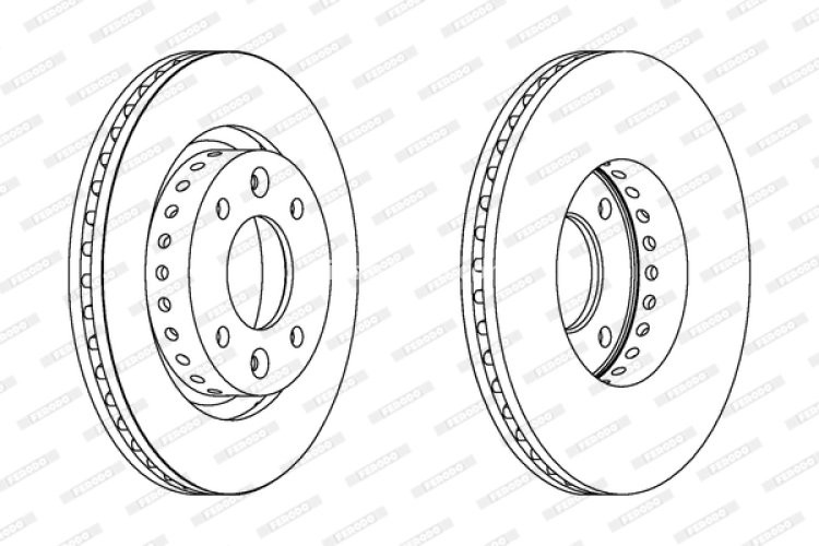Set discuri frână FERODO (2 buc.) față, se potrivește: KIA CARENS II 1.6-2.0D 07.02-