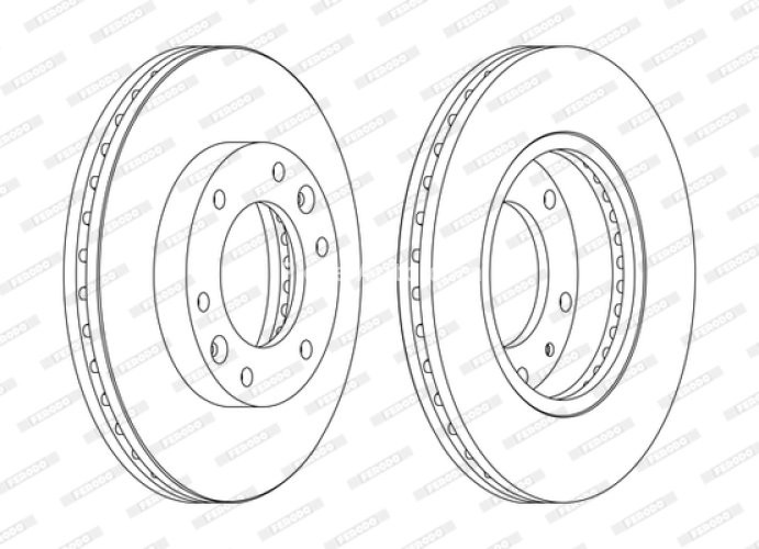 Set discuri frână FERODO (2 buc.) față, se potrivește: KIA CARNIVAL III 2.2D/2.7/2.9D 04.06-