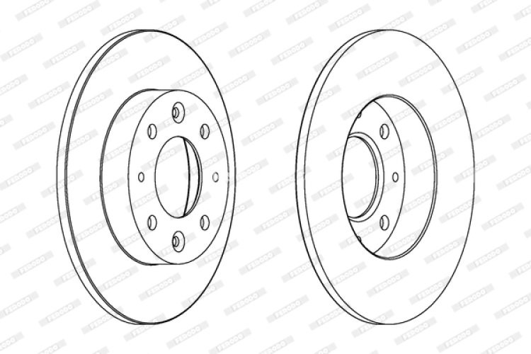 Set discuri frână FERODO (2 buc.) spate, se potrivește: KIA CARENS I, CARENS II, CLARUS, SEPHIA II 1.5-2.0D 07.96-