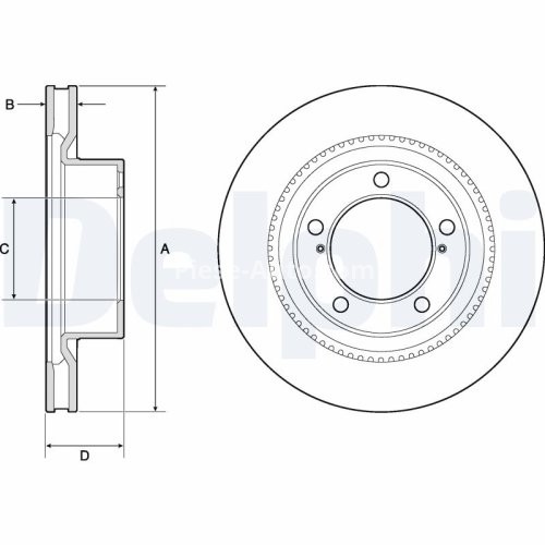 Disc frână DELPHI, față, pentru: LEXUS LX; TOYOTA LAND CRUISER 200, SEQUOIA, TUNDRA 4.0-5.7ALK 02.99-