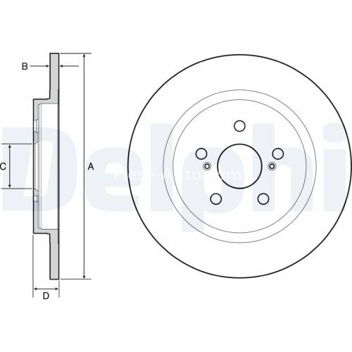 Set discuri frână DELPHI (2 buc.) spate, pentru: LEXUS CT; TOYOTA URBAN CRUISER 1.4D/1.8H 01.09-