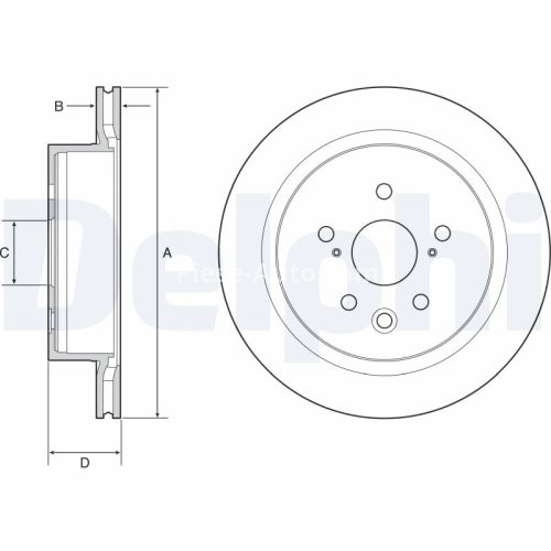 Set discuri frână DELPHI (2 buc.) spate, pentru: LEXUS GS, RC 2.0/2.5H 09.14-