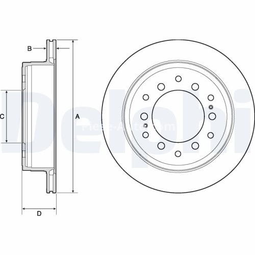 Set discuri frână DELPHI spate, pentru: LEXUS GX; TOYOTA 4 RUNNER V, FJ CRUISER, LAND CRUISER, LAND CRUISER PRADO 2.7-4.6 01.06-