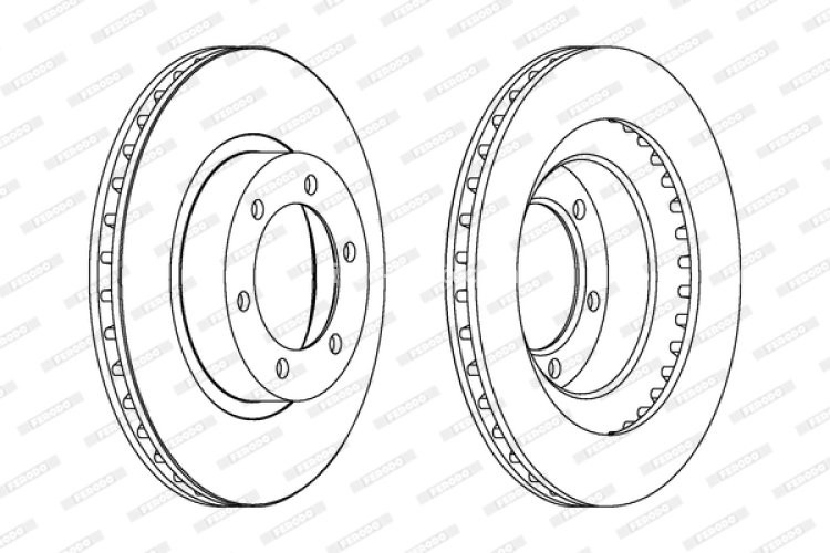Set discuri frână FERODO (2 buc.) față, se potrivește: LEXUS GX; TOYOTA 4 RUNNER IV, HILUX VII, LAND CRUISER 90, LAND CRUISER PRADO 3.0D-4.7 08.00-
