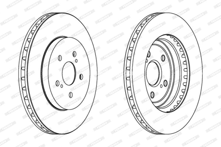 Set discuri frână FERODO (2 buc.) față, se potrivește: LEXUS RX; TOYOTA HARRIER, HIGHLANDER / KLUGER 2.4-3.5 02.03-12.13