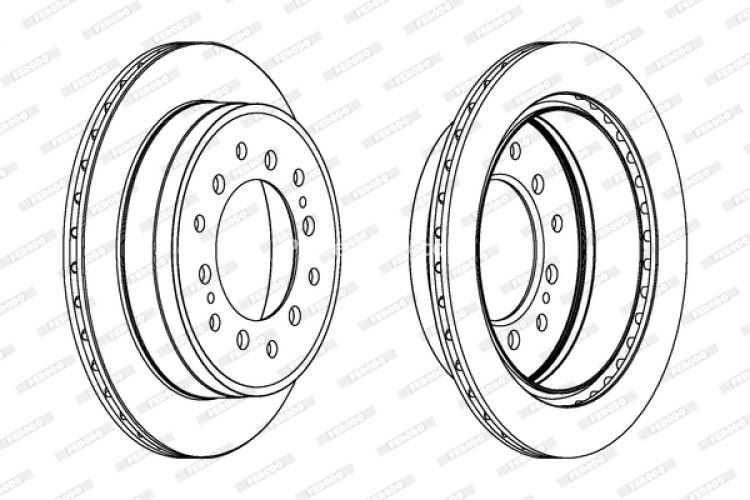Set discuri frână FERODO (2 buc.) spate, se potrivește: LEXUS GX; TOYOTA 4 RUNNER IV, FJ CRUISER, LAND CRUISER, LAND CRUISER 90, LAND CRUISER PRADO, SEQUOIA 2.7-4.7 05.93-