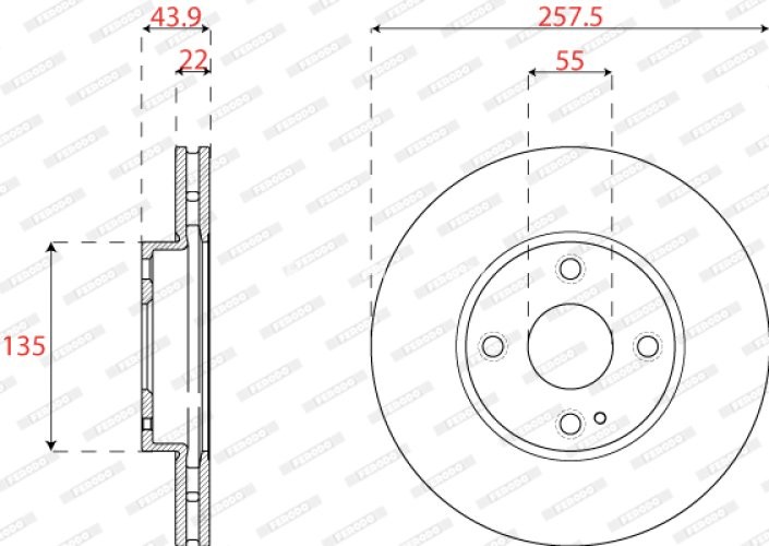Disc frână FERODO, față, se potrivește: MAZDA 2, MX-5 IV, MX-5 RF TARGA 1.5/1.5D/1.5H 08.14-