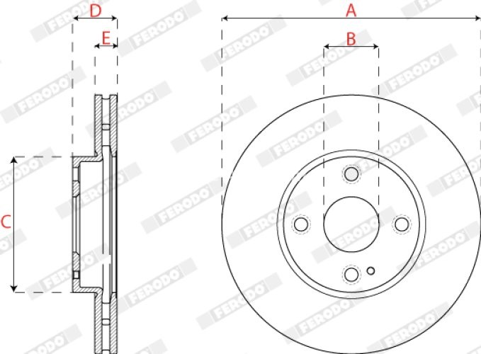 Disc frână FERODO, față, se potrivește: MAZDA 2, MX-5 IV, MX-5 RF TARGA 1.5/1.5D/1.5H 08.14-