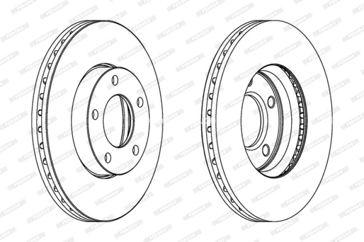 Set discuri frână FERODO (2 buc.) față, se potrivește: MAZDA 3, 5 1.3-2.3 10.03-