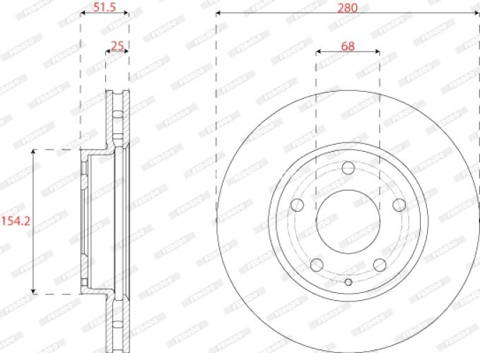 Set discuri frână FERODO (2 buc.) față, se potrivește: MAZDA 3, CX-3 1.5-2.5 09.13-