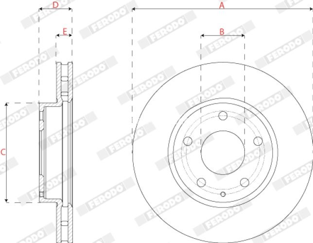 Set discuri frână FERODO (2 buc.) față, se potrivește: MAZDA 3, CX-3 1.5-2.5 09.13-