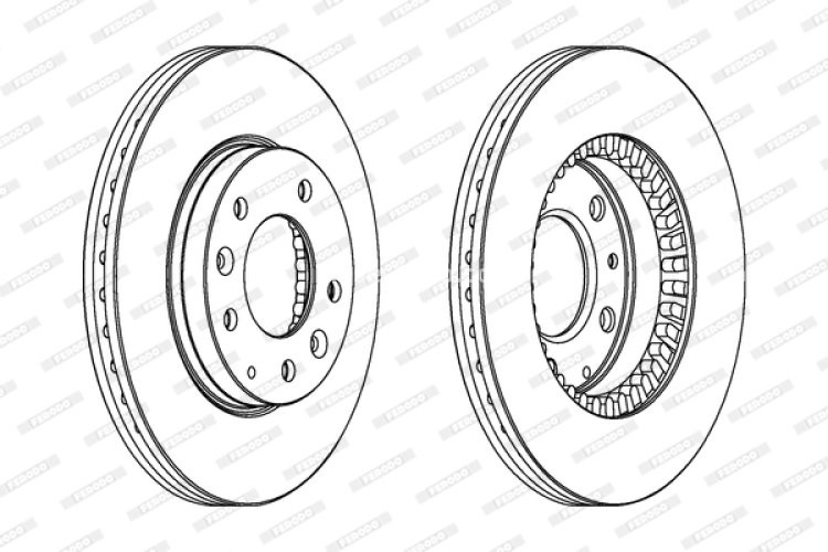 Set discuri frână FERODO (2 buc.) față, se potrivește: MAZDA 323 F VI, 323 S VI, 6, 626 V, PREMACY; SAAB 9-5 1.8-3.0D 02.98-07.13
