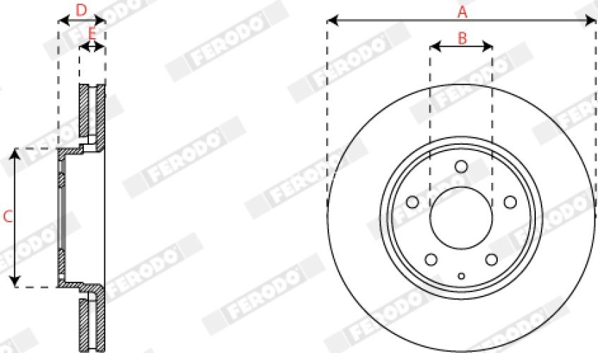 Set discuri frână FERODO (2 buc.) față, se potrivește: MAZDA 6, CX-5 2.0/2.2D/2.5 11.11-