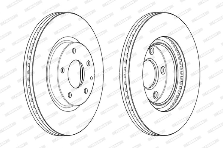 Set discuri frână FERODO (2 buc.) față, se potrivește: MAZDA 6, 6/KOMBI, CX-5, CX-9 2.0/2.2D/2.5 11.11-