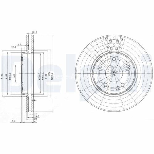Set discuri frână DELPHI, față, pentru: MERCEDES C (CL203), C T-MODEL (S203), C (W203), CLC (CL203), CLK (A208), CLK (A209), CLK (C208), CLK (C209) 1.8-5.0 06.95-06.11