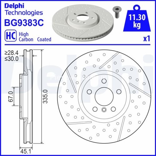 Disc frână DELPHI, față, pentru: MINI (F55), (F56), (F57), CLUBMAN (F54), COUNTRYMAN (F60) 1.2-2.0D 09.13-
