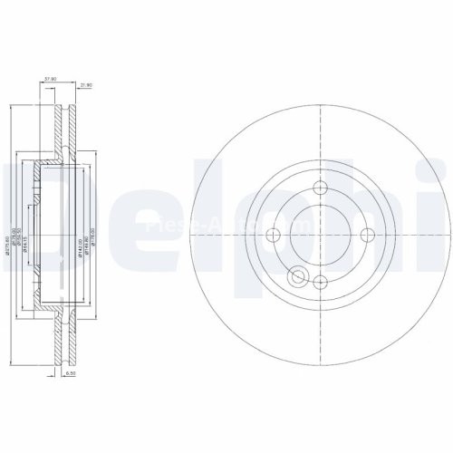 Set discuri frână DELPHI (2 buc.) ,față,  pentru: MINI (R50, R53), (R52) 1.4D/1.6 06.01-07.08