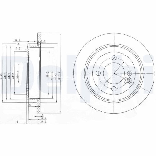 Set discuri frână DELPHI (2 buc.) spate, pentru: MINI (R50, R53), (R52), (R56), (R57), (R58), (R59), CLUBMAN (R55), CLUBVAN (R55) 1.4-2.0D 06.01-06.15