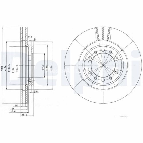 Set discuri frână DELPHI (2 buc.) ,față,  pentru: MITSUBISHI L200, PAJERO CLASSIC, PAJERO I, PAJERO II, PAJERO SPORT, PAJERO SPORT I 2.4-3.5 04.87-