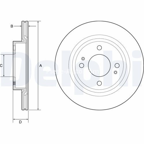 Set discuri frână DELPHI (2 buc.) ,față,  pentru: MITSUBISHI MIRAGE / SPACE STAR VI, MIRAGE VI 1.0/1.2/1.2LPG 05.12-