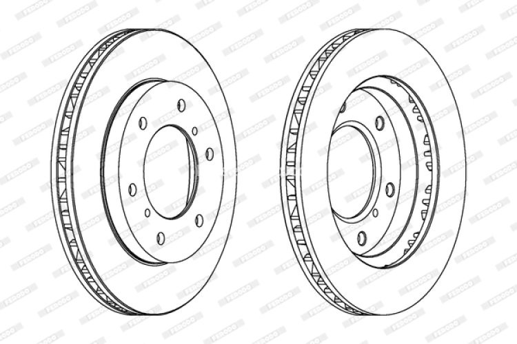 Set discuri frână FERODO (2 buc.) față, se potrivește: MITSUBISHI PAJERO CLASSIC, PAJERO II, PAJERO III, PAJERO IV, PAJERO SPORT I 2.5D-3.8 11.98-