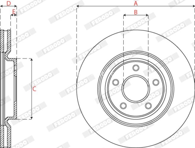 Disc frână FERODO, față, se potrivește: NISSAN X-TRAIL III; RENAULT KOLEOS II 1.3-2.0D 04.14-