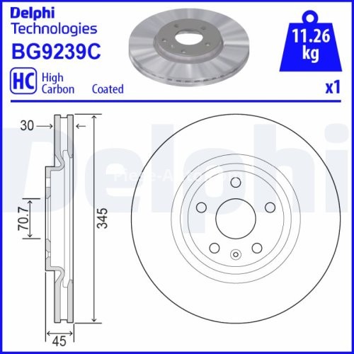 Disc frână DELPHI, față, pentru: OPEL INSIGNIA B, INSIGNIA B COUNTRY, INSIGNIA B GRAND SPORT 2.0/2.0D 03.17-