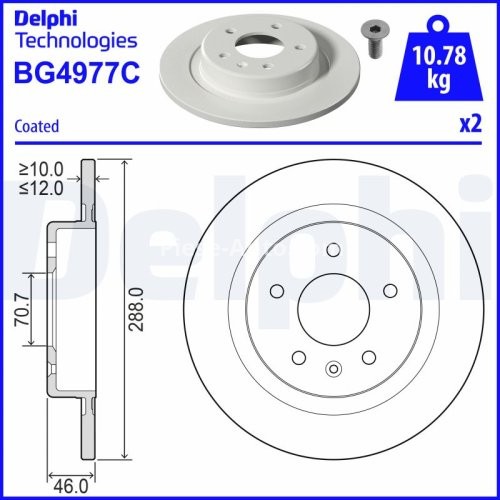 Set discuri frână DELPHI (2 buc.) spate, pentru: OPEL INSIGNIA B, INSIGNIA B COUNTRY, INSIGNIA B GRAND SPORT 1.5-2.0D 03.17-