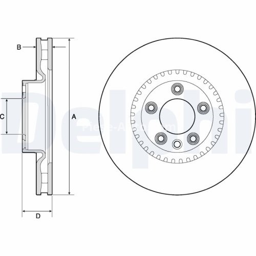 Disc frână DELPHI, față, pentru: PORSCHE CAYENNE; VW TOUAREG 2.5D-6.0 09.02-09.10