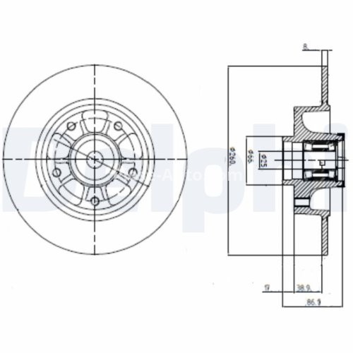 Disc frână DELPHI, cu rulment, spate, pentru: RENAULT CLIO IV, FLUENCE, GRAND SCENIC III, MEGANE, MEGANE III 1.2-Electric 11.08-