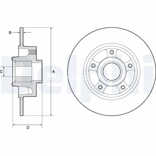 Disc frână DELPHI, cu rulment, spate, pentru: RENAULT CLIO IV, GRAND SCENIC III, LATITUDE, MEGANE, MEGANE III, SCENIC III 1.2-2.0D 11.08-