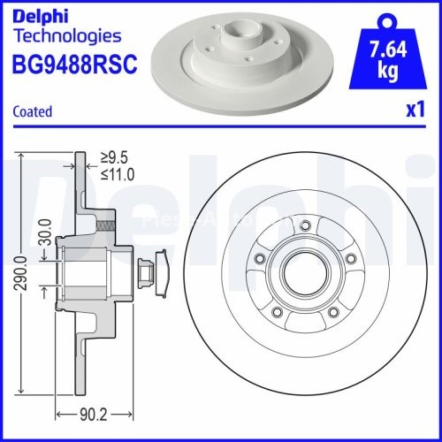 Disc frână DELPHI, cu rulment, spate, pentru: RENAULT GRAND SCENIC IV, MEGANE IV, SCENIC IV, TALISMAN 1.2-2.0D 06.15-