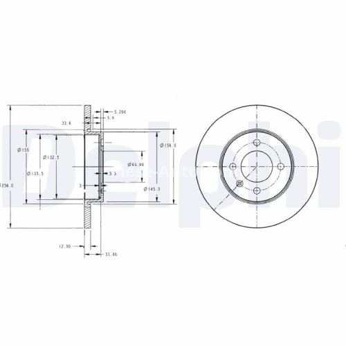 Set discuri frână DELPHI (2 buc.) ,față,  pentru: SEAT IBIZA II, INCA, TOLEDO I, TOLEDO II; VW CADDY II, CADDY II/MINIVAN, GOLF III, GOLF IV 1.0-2.0 02.88-12.12