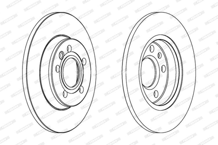 Set discuri frână FERODO (2 buc.) spate, se potrivește: SEAT ALHAMBRA; VW LT 28-46 II, SHARAN, TRANSPORTER T4 1.8-2.8D 07.90-03.10