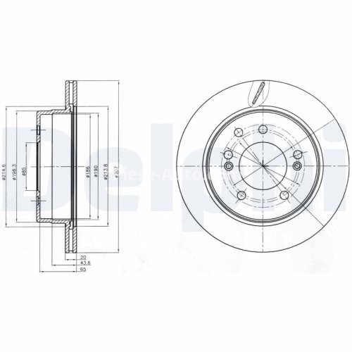 Set discuri frână DELPHI (2 buc.) spate, pentru: SSANGYONG KYRON, REXTON / REXTON II, REXTON W / REXTON, RODIUS I, RODIUS II, STAVIC 2.0D-3.2D 05.05-