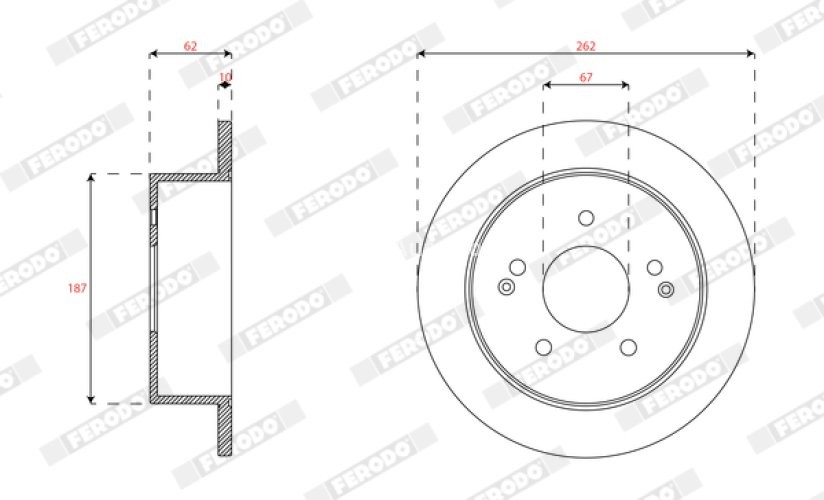 Set discuri frână FERODO (2 buc.) spate, se potrivește: SSANGYONG ACTYON II, KORANDO 2.0-2.2D 11.10-