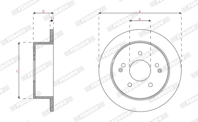 Set discuri frână FERODO (2 buc.) spate, se potrivește: SSANGYONG ACTYON II, KORANDO 2.0-2.2D 11.10-